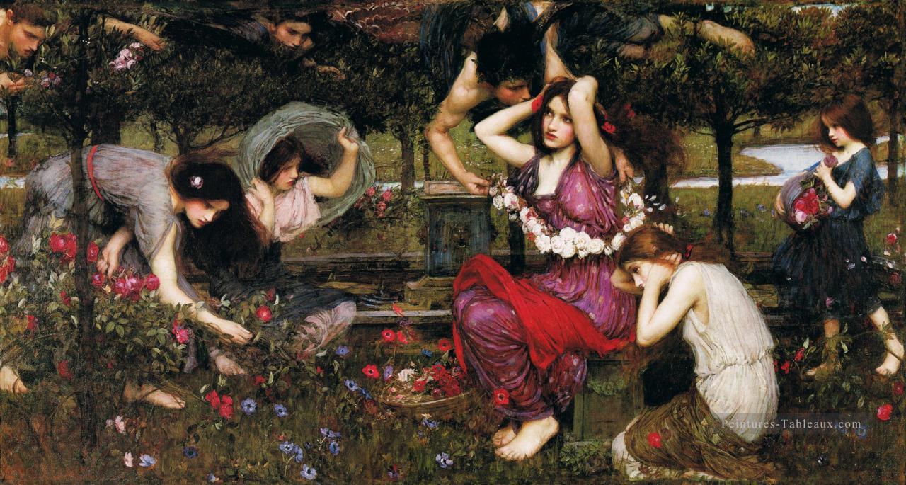 Flora et les zephyrs femme grecque John William Waterhouse Peintures à l'huile